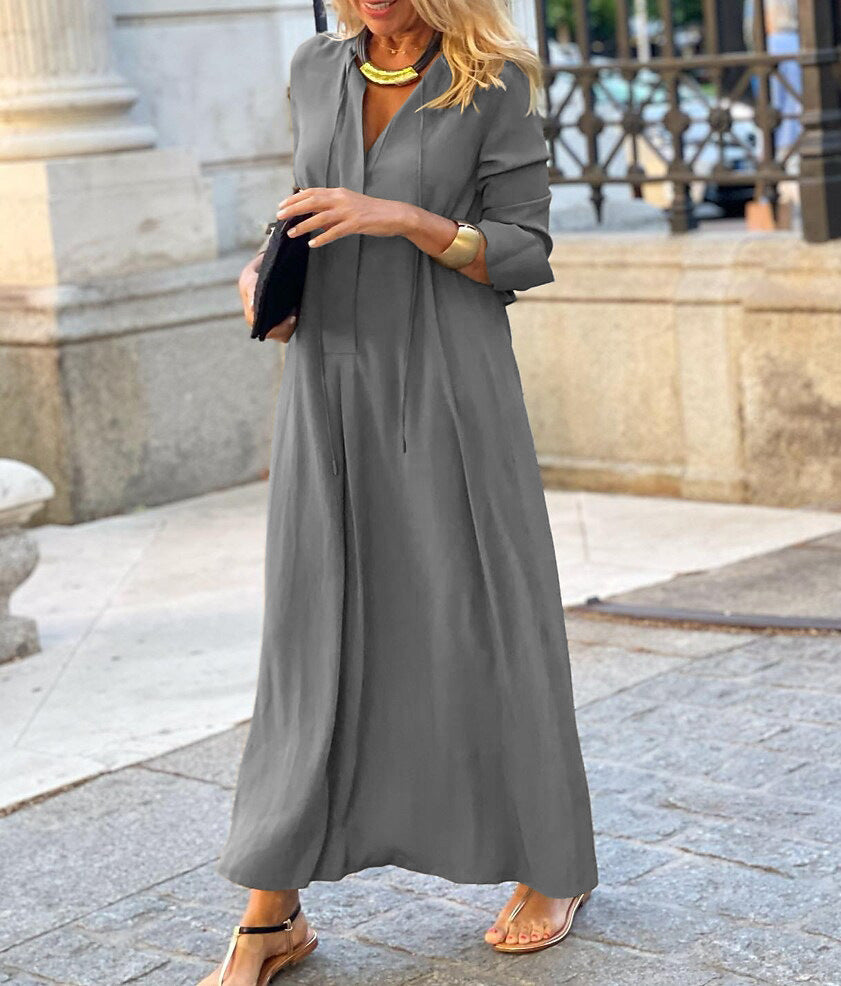 chinese dress ladies Loose Fitting 3/4 Length Long Sleeve Maxi Dress