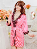Lotus Lace Silky Lingerie Robe - Theone Apparel