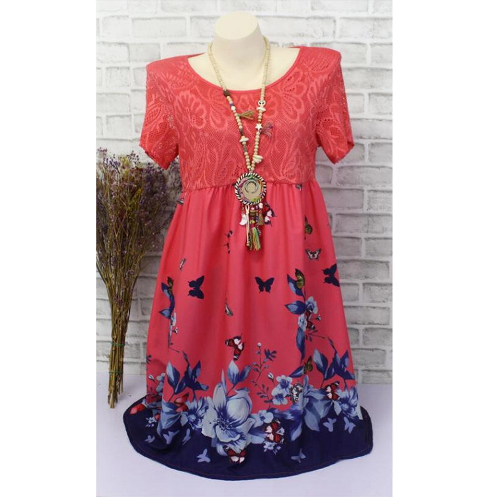 Lovely Lace Butterfly Print Dress-Red-Theone Apparel
