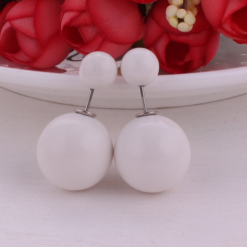 Modern Spherical Stud Earrings-White-Theone Apparel