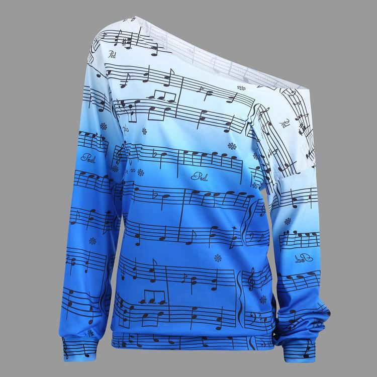 Neon Ombre Music Note Sweater-Blue-Theone Apparel