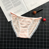 Horizontal Striped Semi See Through Panties with Elastic Waistband