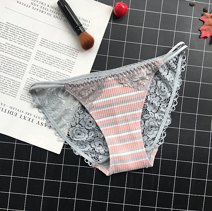 Horizontal Striped Colorful Lace Panties