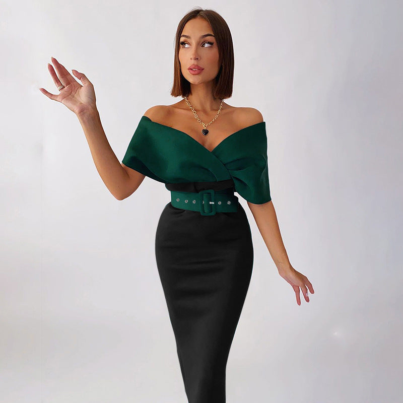 Old Hollywood Inspired Off the Shoulder Dress