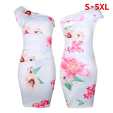 Ein-Schulter-Kleid mit Blumendruck