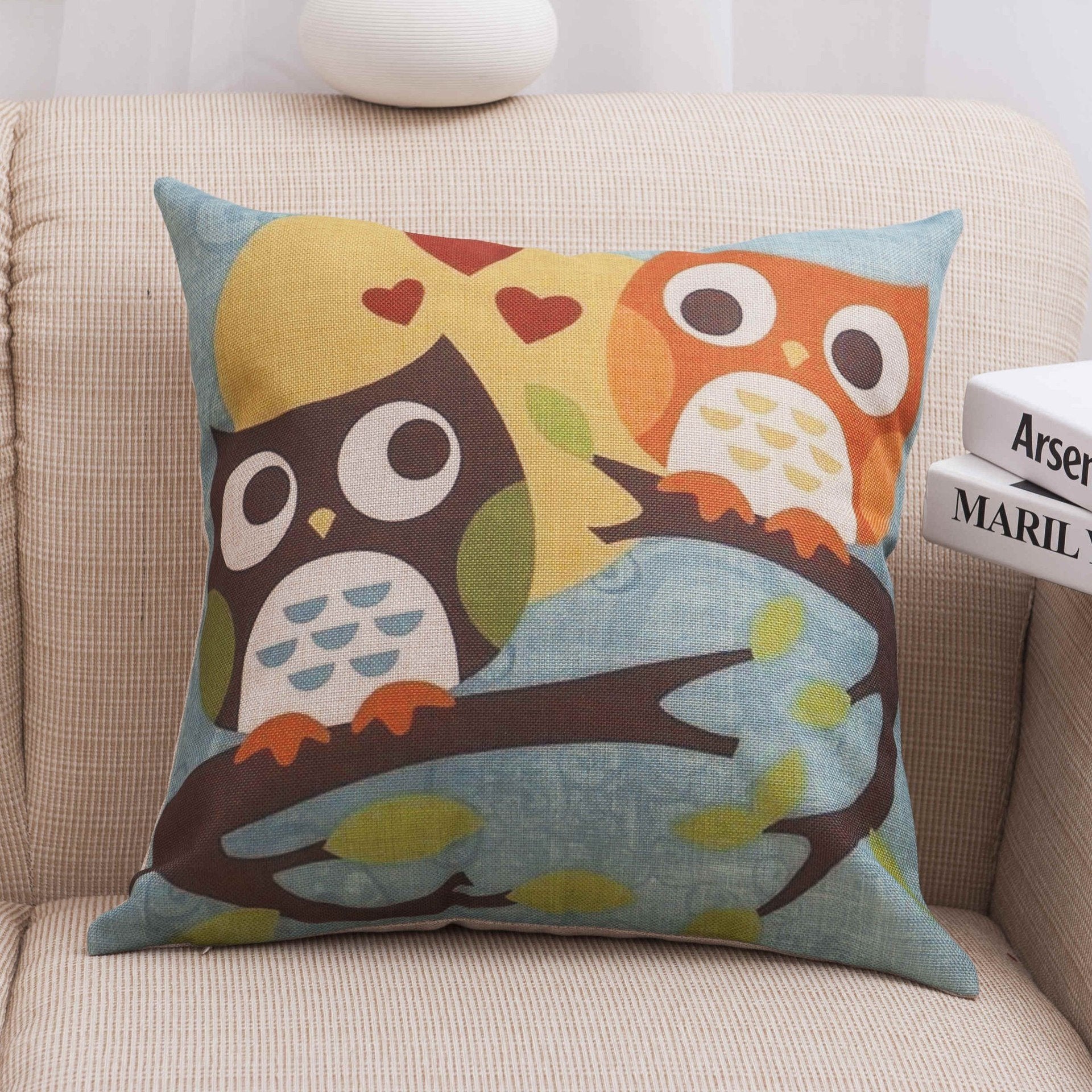 Owl Cuties Kids Square Pillow Cover-Theone Apparel