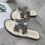 Pearl ingelegde knipperg slippers