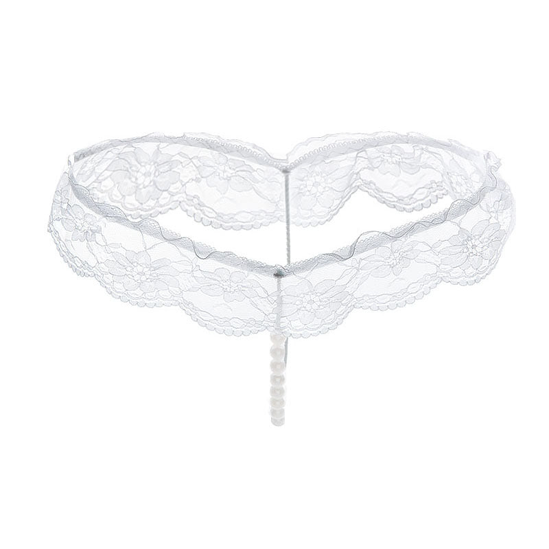 Pearl Strand Lace Ruffle G String-White-Theone Apparel