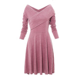 Crisscross Pleated Skirt Sweater Dress - Theone Apparel