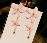Pink Flower Blossom Statement Earrings