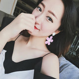 Pink Pearl Daisy Flower Earrings