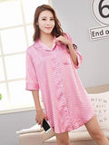 Silky Sleep Shirt with Piped Trim