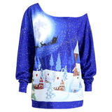 Plus Size Christmas Skew Neck Sweatshirt