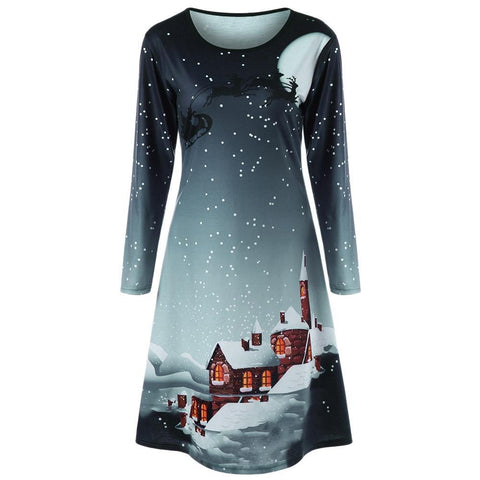 Plus Size Long Sleeve Christmas Dress