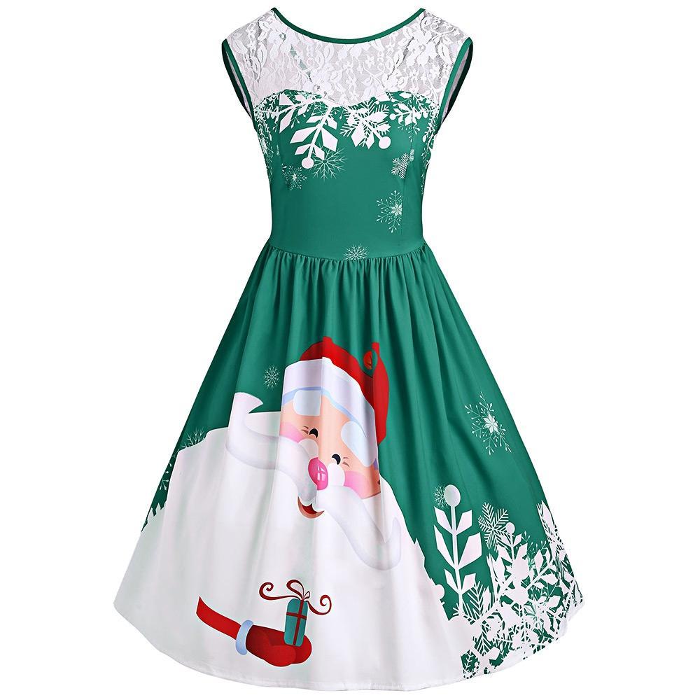 white christmas dresses Red Santa Christmas Party Dress