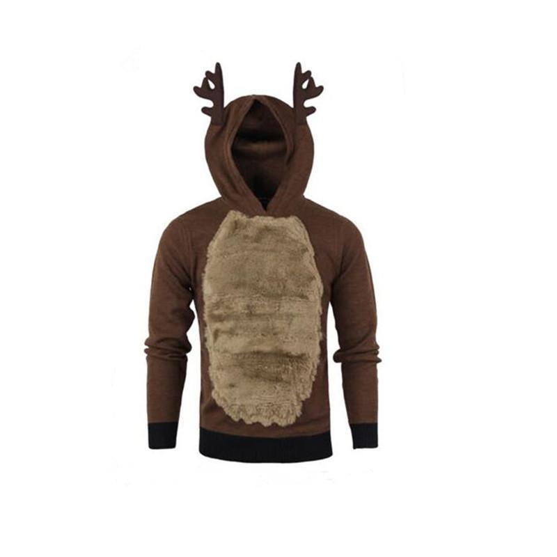Reindeer Holiday Costume Antler Sweater-Coffee-Theone Apparel