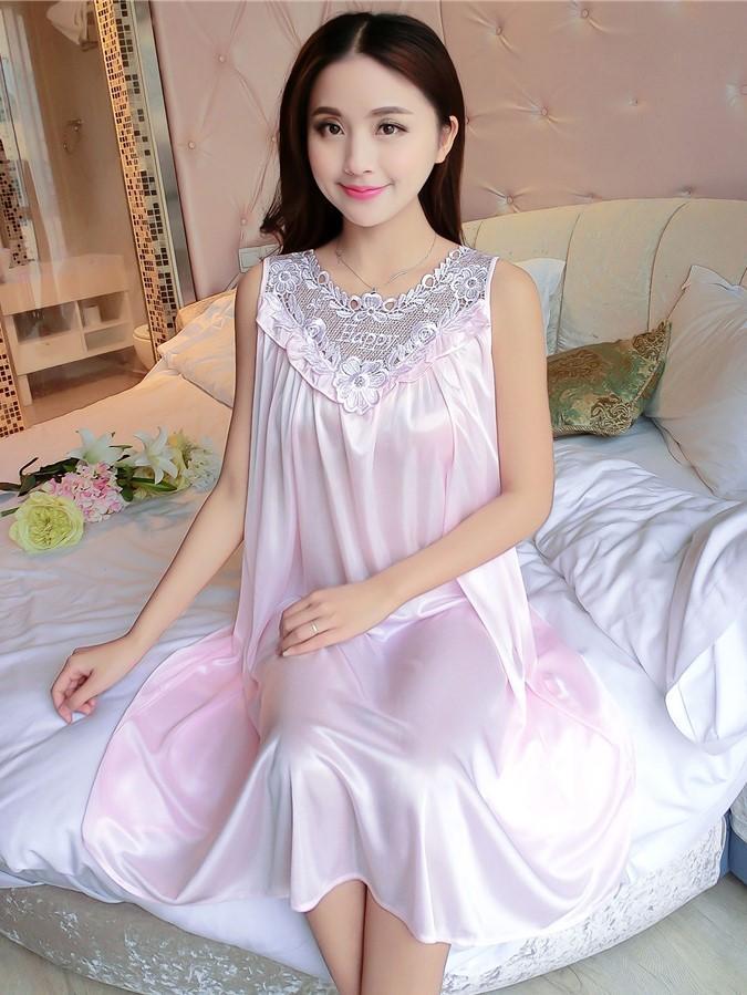 Ruffles & Lace Long Nightie Dress-Light Pink-Theone Apparel