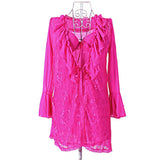 Ruffles and Lace Lingerie Robe with Bra - Theone Apparel