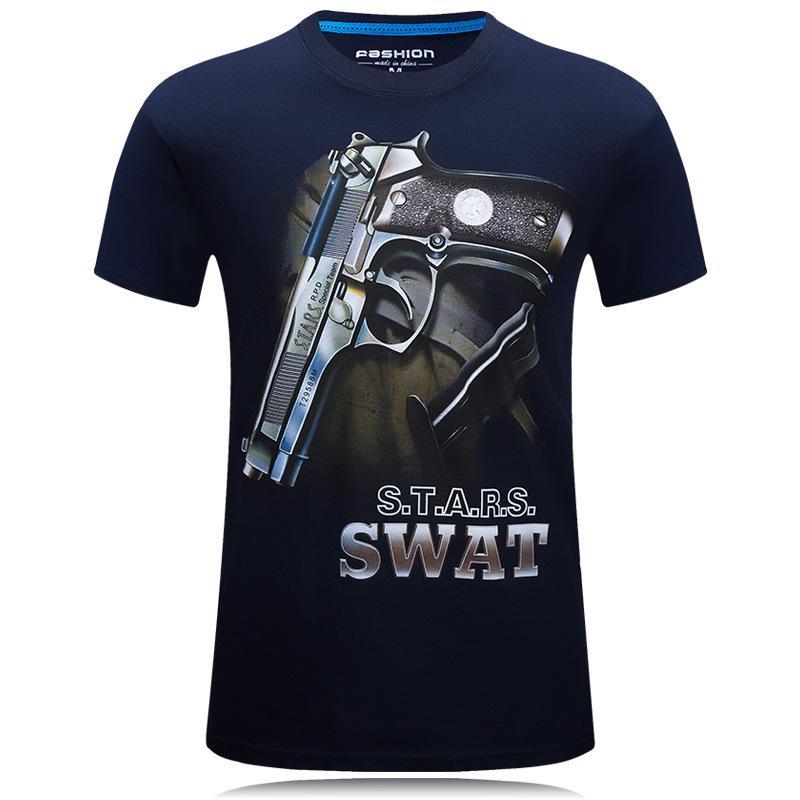 SWAT Bros Glock and Bullet Shirt-Blue-Theone Apparel