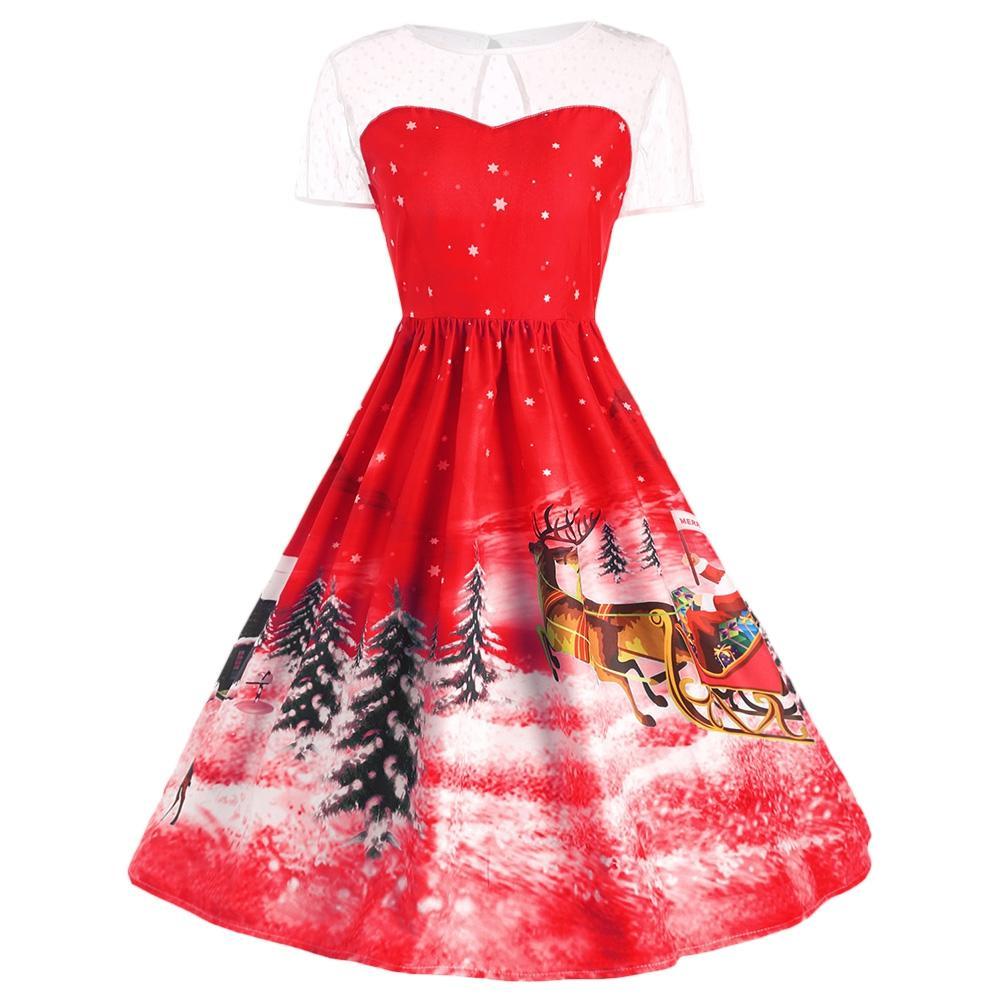 Santa Claus Christmas Party Gown-Red-Theone Apparel