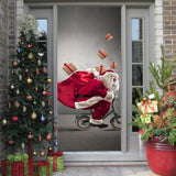 Santa Claus On a Bike Door Sticker