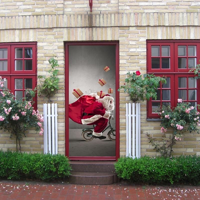 Santa Claus On a Bike Door Sticker