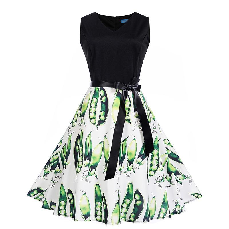 Satin Waist Bow Cocktail Dress-White/Green-Theone Apparel