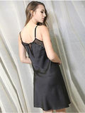 Satiny Lingerie Slip Dress with Lace Insets - Theone Apparel