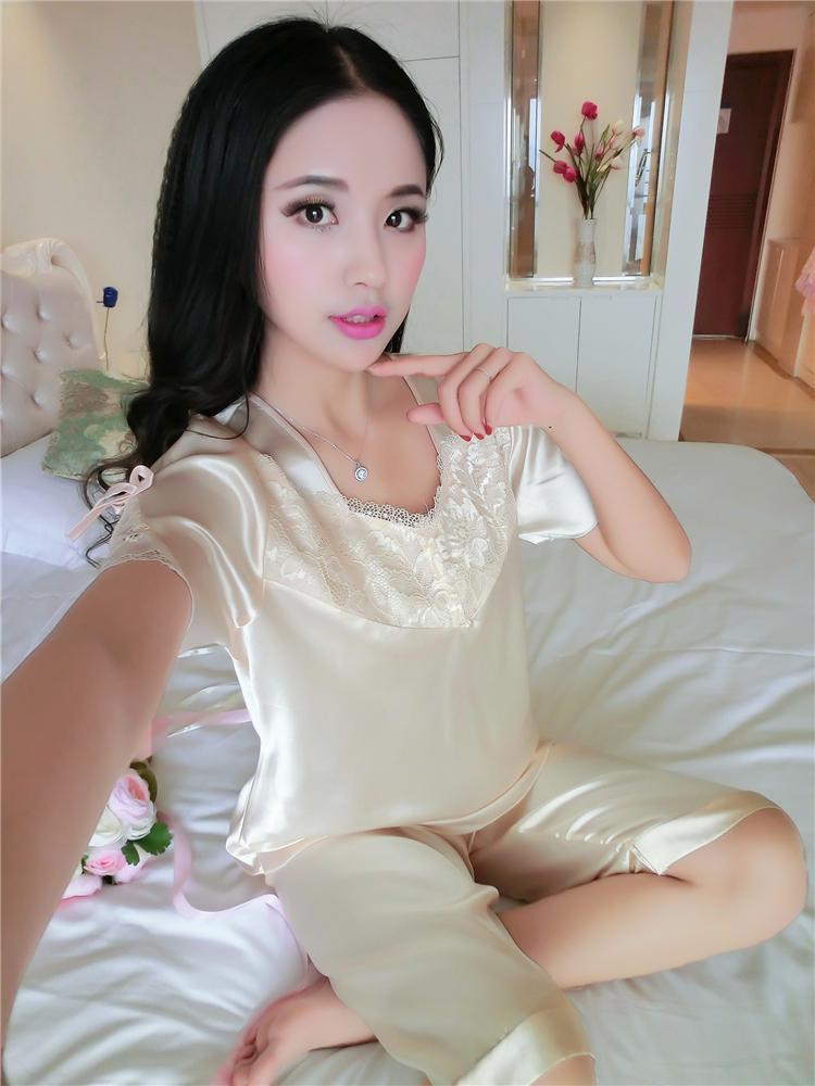 Satiny Long Short PJ Set-White-Theone Apparel