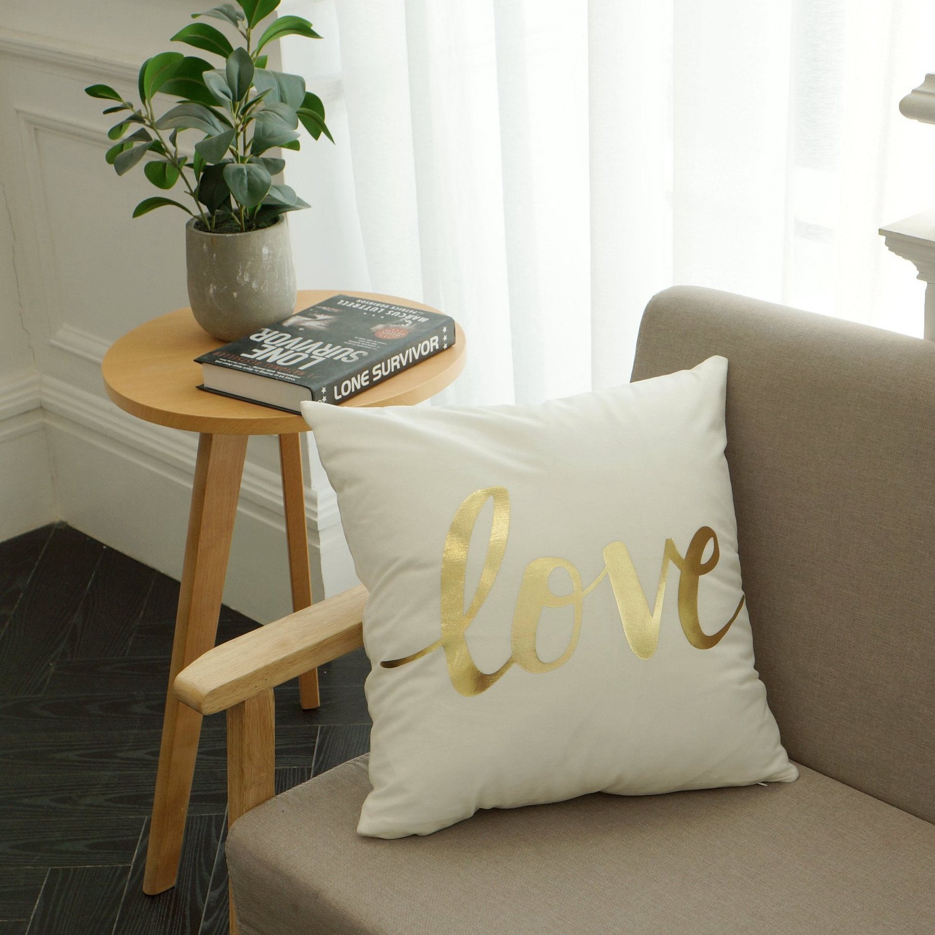 Scripted Gold Foil Pillow Covers-Theone Apparel