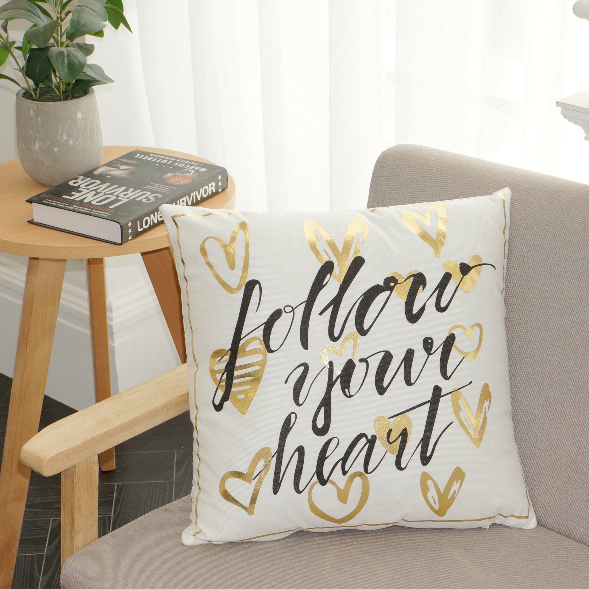 Scripted Gold Foil Pillow Covers-Theone Apparel