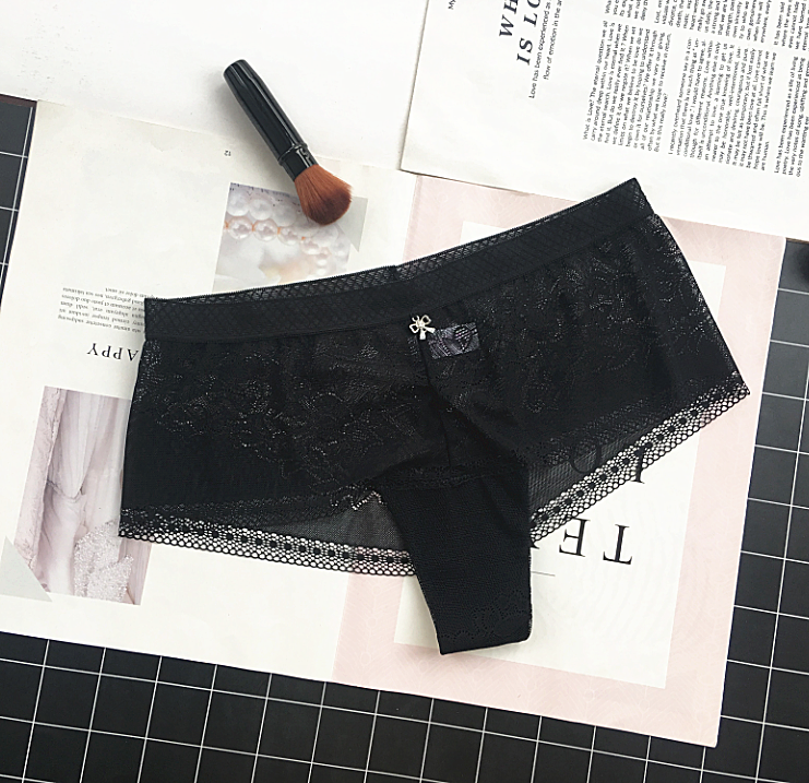 Semi Sheer Ultra Soft Panties with jeweled Detailing-Black-Theone Apparel