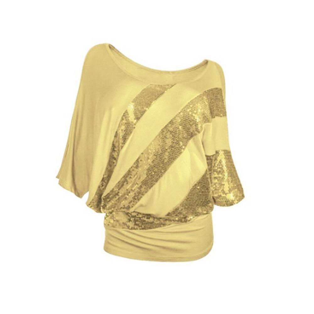 Sequin Stripe Ruched Side Sweater Top-Theone Apparel