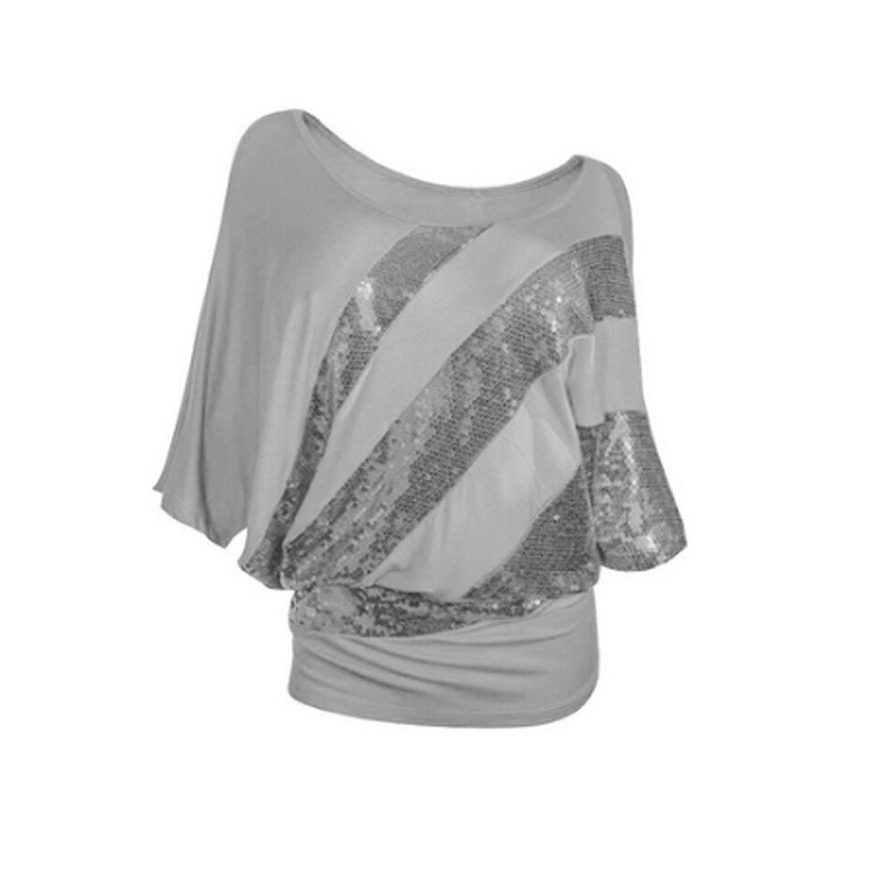 Sequin Stripe Ruched Side Sweater Top-Theone Apparel