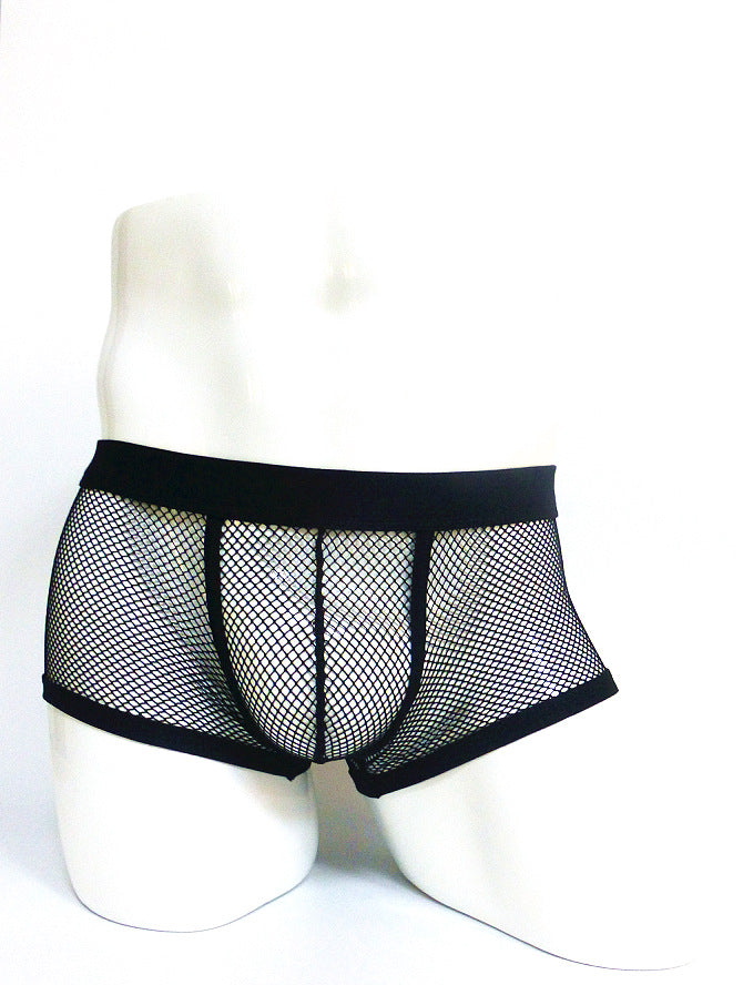 Sheer Fish Net Boxer Briefs-Black-Theone Apparel