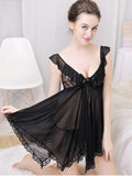 Sheer Lace Tie-Front Camisole Dress - Theone Apparel