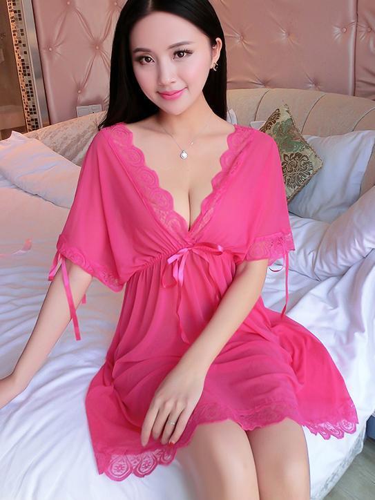 Sheer Tie-Front Coverup with Lace Trim-Theone Apparel