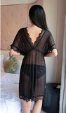Sheer Tie-Front Coverup with Lace Trim