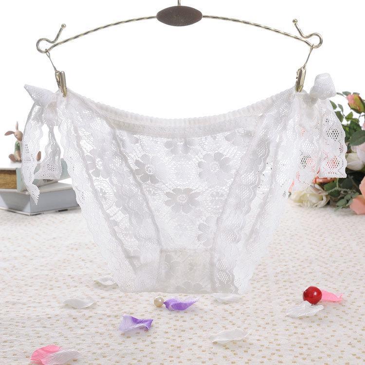 Side Tie Sheer Lace Hipster Panty-Theone Apparel