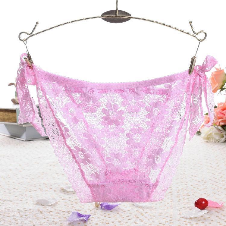 Side Tie Sheer Lace Hipster Panty-Theone Apparel