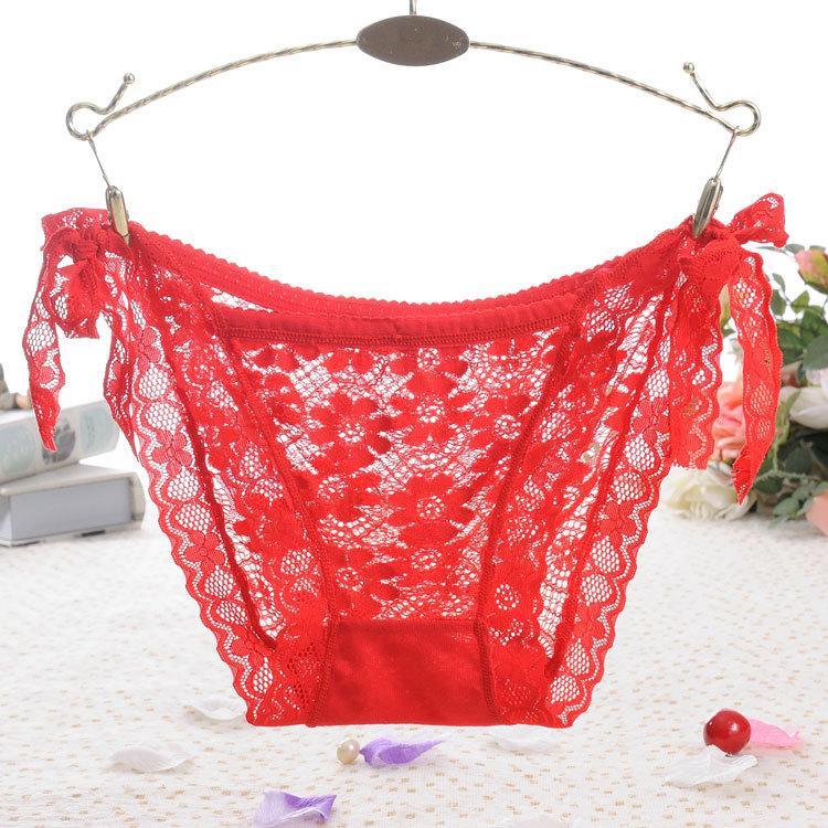 Side Tie Sheer Lace Hipster Panty-Theone Apparel