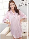 Silky Sleep Shirt with Piped Trim - Theone Apparel