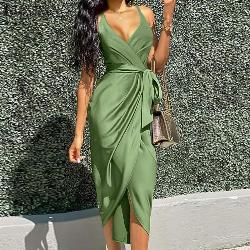 Sleeveless V-Neck Mini Wrap Dress