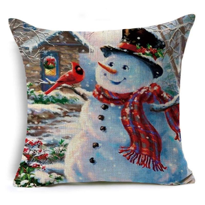 Snow Scene Snowman Pillow Covers-Theone Apparel