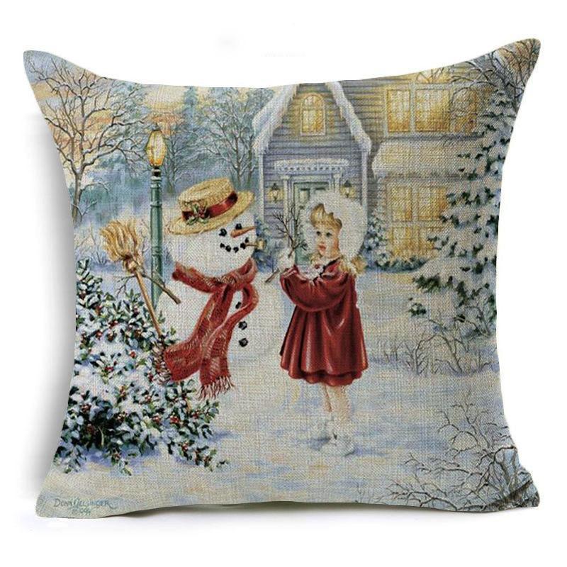 Snow Scene Snowman Pillow Covers-Theone Apparel