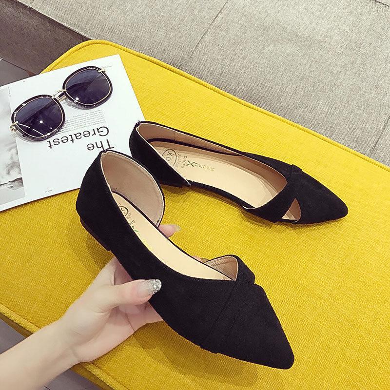 Soft Suede D'Orsay Ballet Flats-Black-Theone Apparel