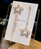 Sparkle Pearl Star Statement Earrings