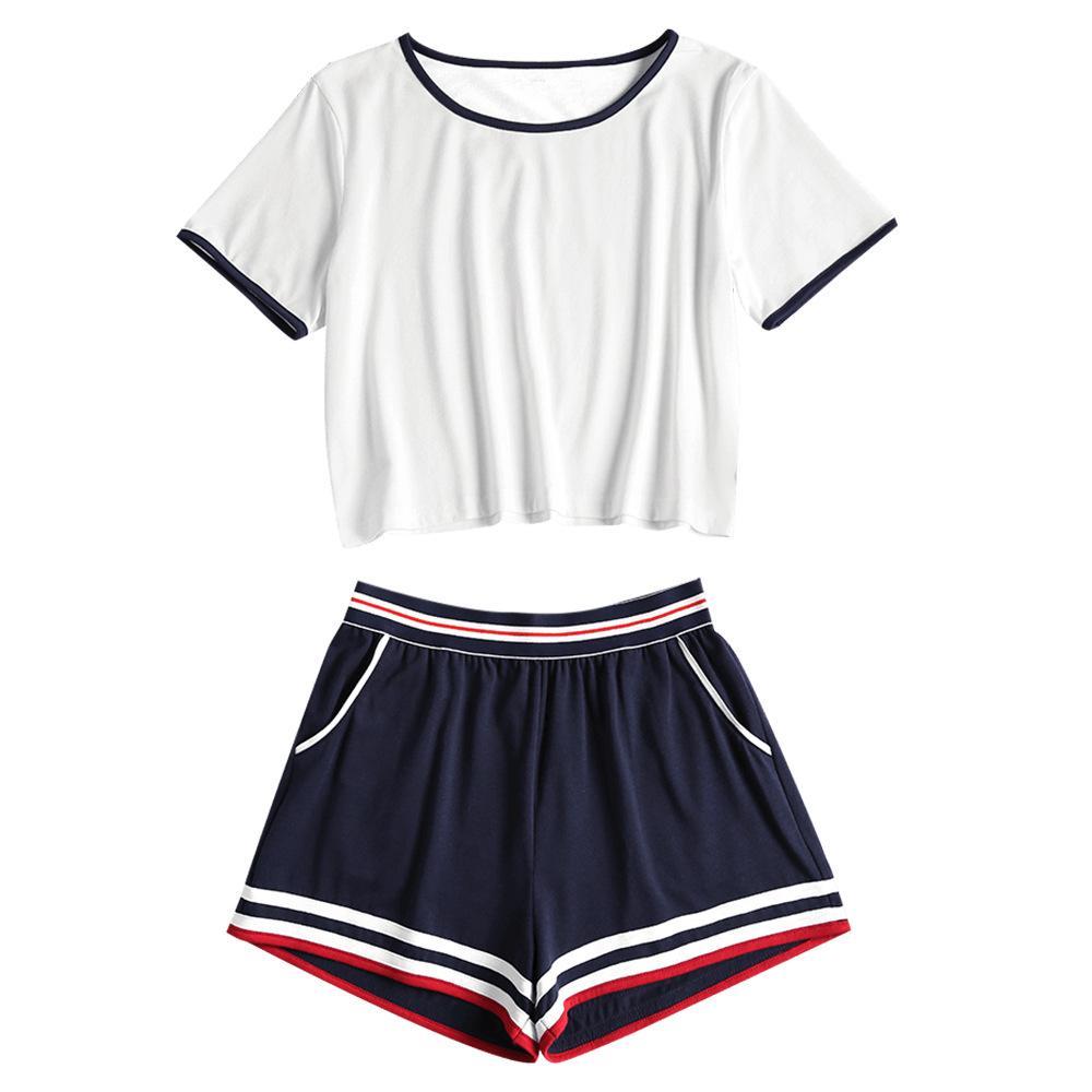 Sporty Americana Nautical Shorts Set-Theone Apparel