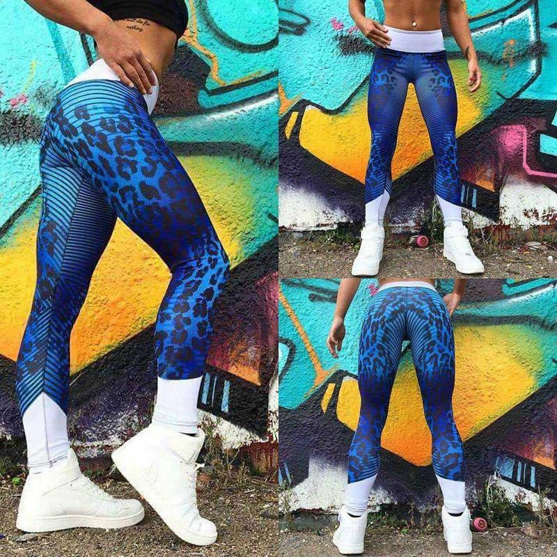 Sporty Cheetah Striped Gym Leggings-Theone Apparel