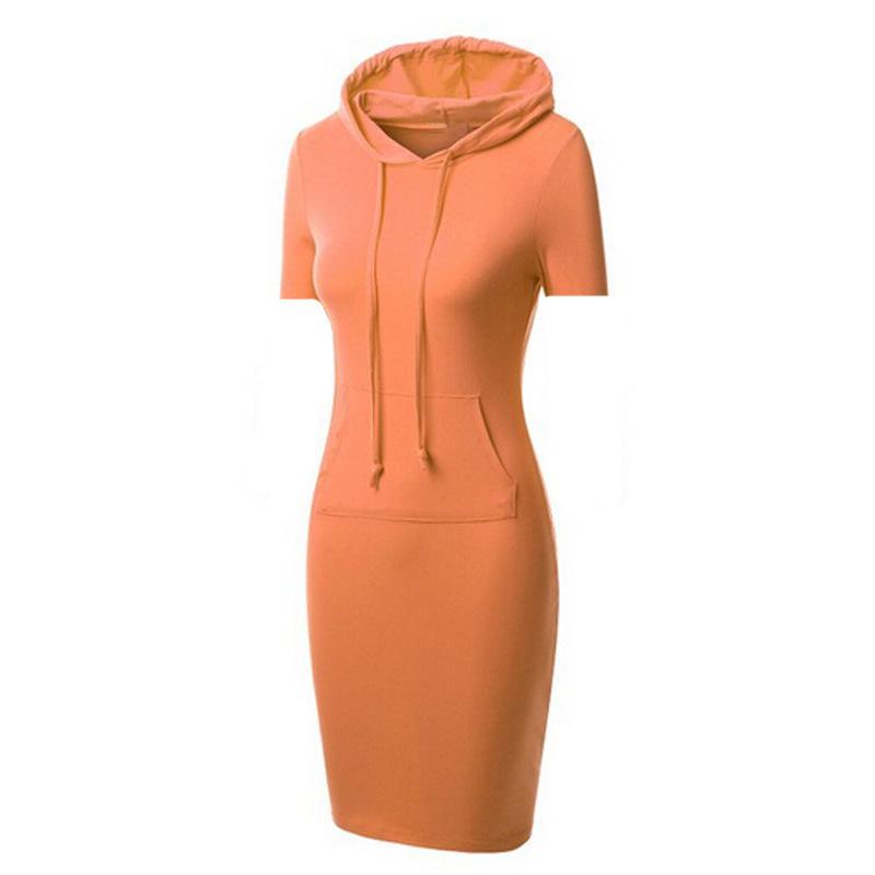 Sporty Drawstring Hood Sweater Dress-Theone Apparel
